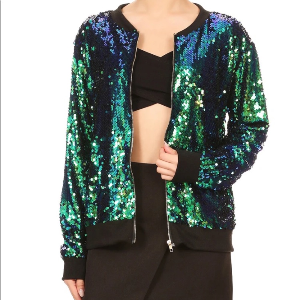 🔥🔥NWT Mermaid Sequin Bomber Jacket🔥